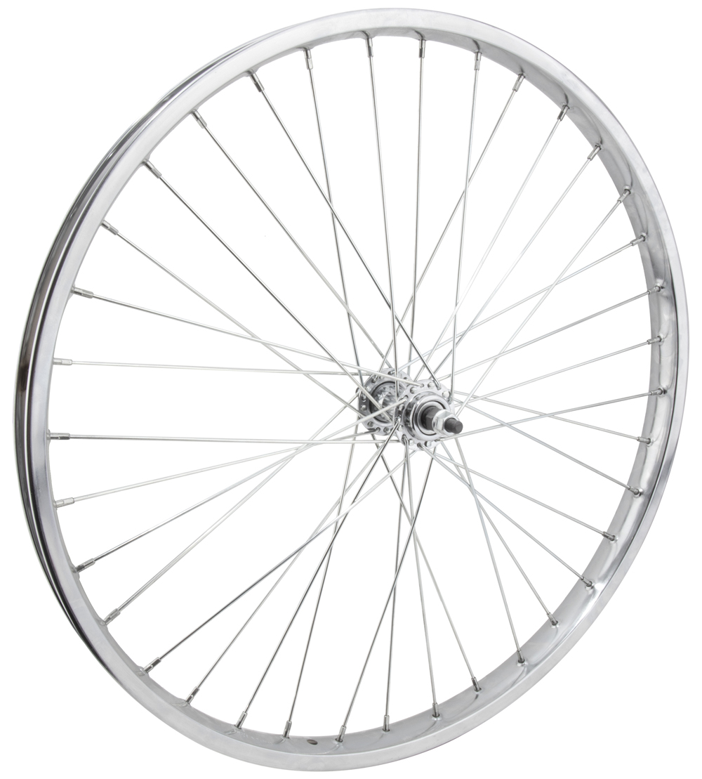 Wheel Front 26 X 1.75/2.125 Chrome steel rim with 36 - 105 (12) gauge spokes